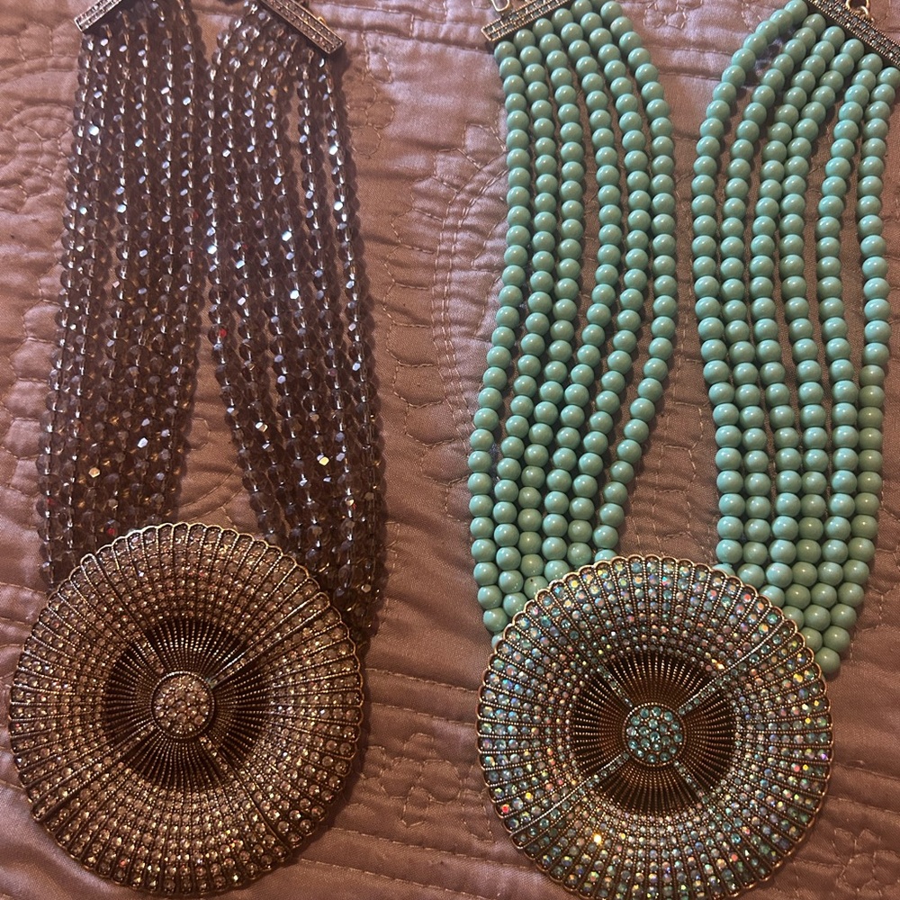 Heidi Daus Turquoise and Brown Beaded Necklace